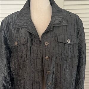 Chicos Textured Gray Satin Like Fabric Jacket - Chicos size 3